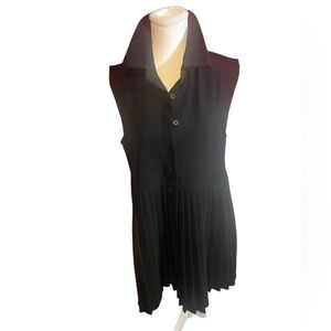 SUNNY black pleated dress collar Victory 2 dress size M